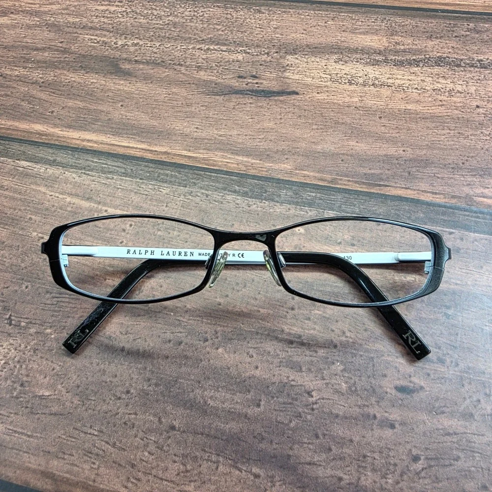 Ralph Lauren RL 5005 9018 Black White Rectangular Eyeglasses Italy 48-17-130
